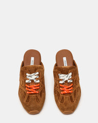 AZIEL MULE Chestnut Suede Low-Top Lace-Up Slip-On Women's Sneaker | Steve Madden online