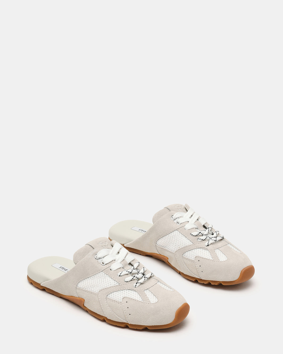 AZIEL MULE White Suede Low-Top Lace-Up Slip-On Women's Sneaker | Steve Madden US