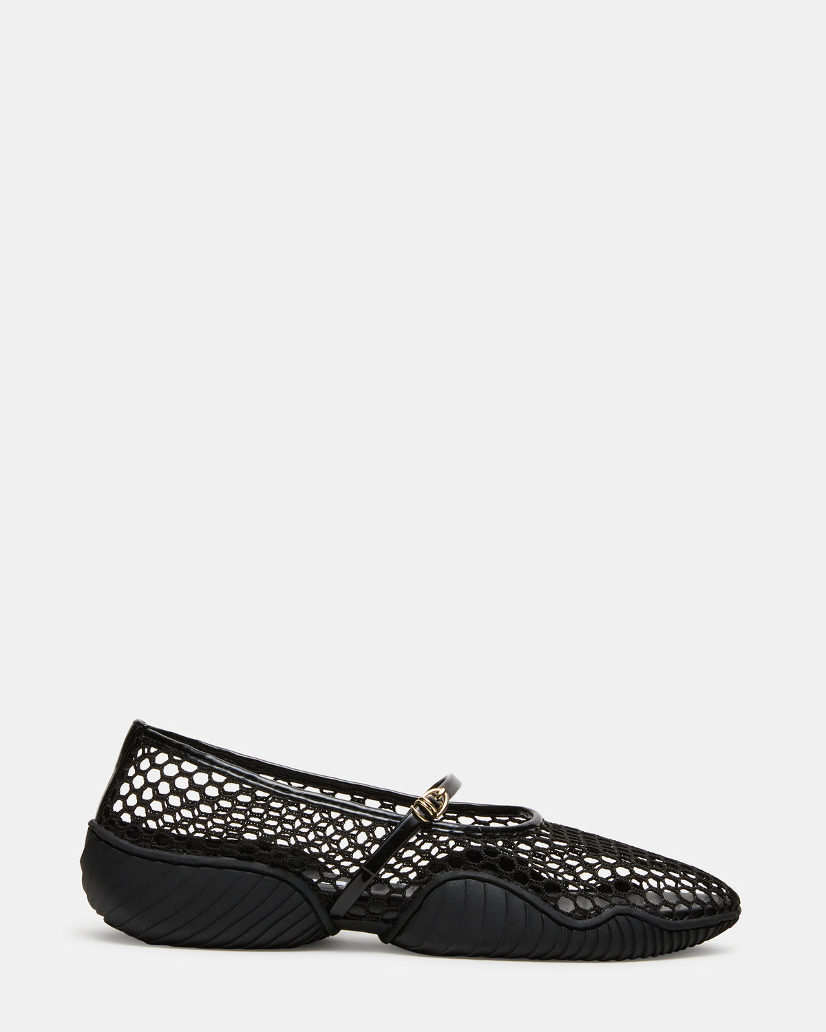 VICKEE Black Mesh Mary Jane Buckle Chunky Sole Ballet Women's Sneaker | Steve Madden on Sale