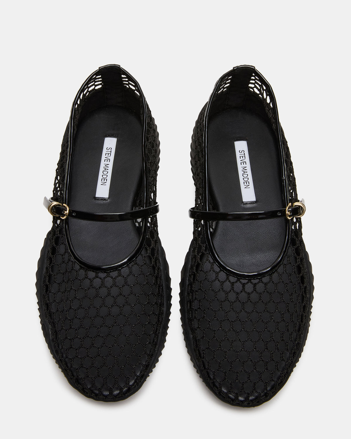 VICKEE Black Mesh Mary Jane Buckle Chunky Sole Ballet Women's Sneaker | Steve Madden on Sale