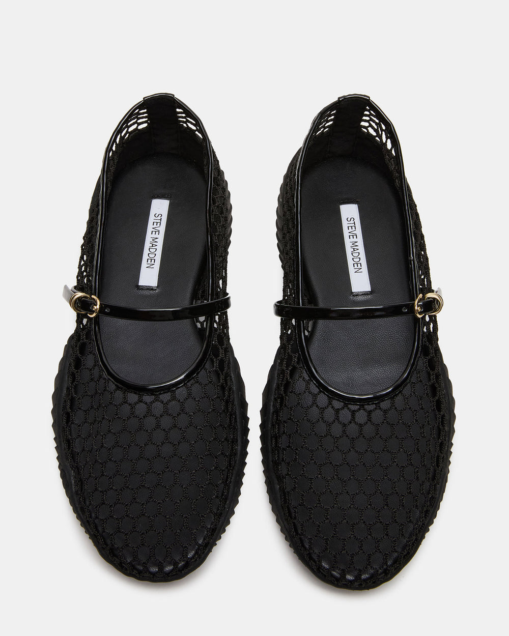 VICKEE Black Mesh Mary Jane Buckle Chunky Sole Ballet Women's Sneaker | Steve Madden on Sale