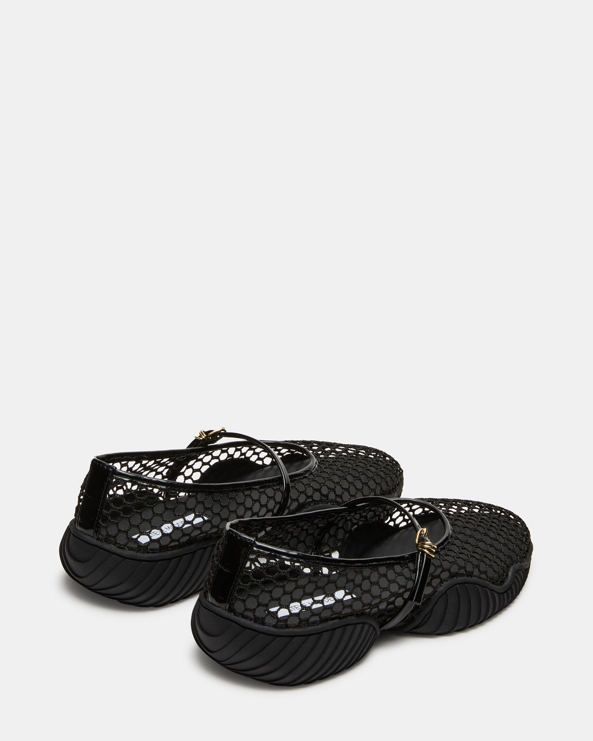 VICKEE Black Mesh Mary Jane Buckle Chunky Sole Ballet Women's Sneaker | Steve Madden on Sale