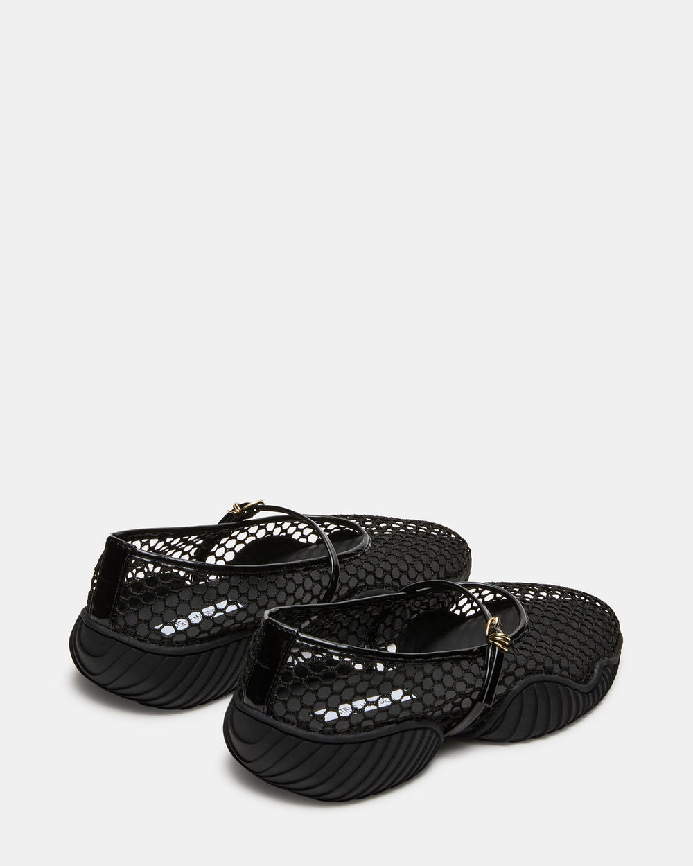 VICKEE Black Mesh Mary Jane Buckle Chunky Sole Ballet Women's Sneaker | Steve Madden on Sale