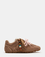 AZIEL Charm Taupe Suede Low-Top Lace-Up Women's Sneakers | Steve Madden on Sale