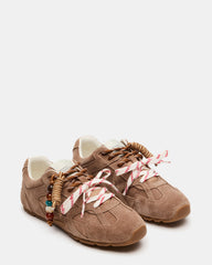 AZIEL Charm Taupe Suede Low-Top Lace-Up Women's Sneakers | Steve Madden on Sale