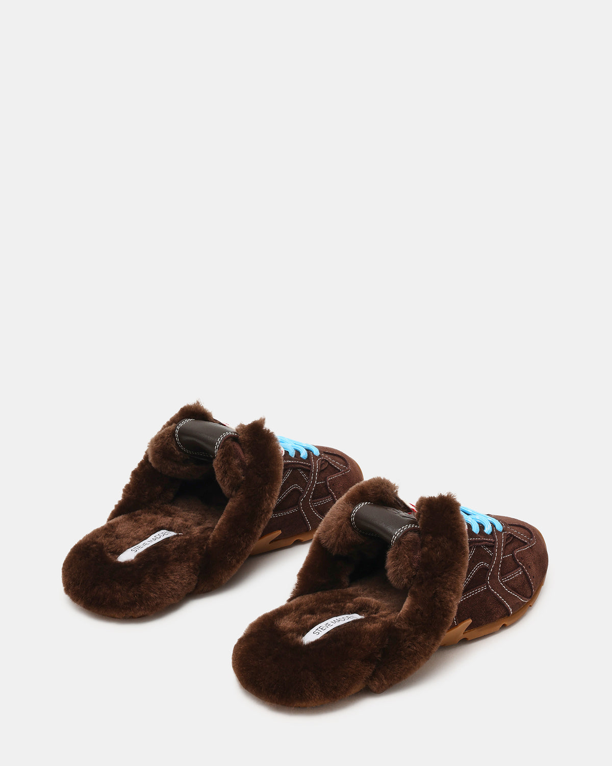 AZIEL MULE Faux Fur Chocolate Brown Suede Low-Top Lace-Up Slip-On Women's Sneaker | Steve Madden discount