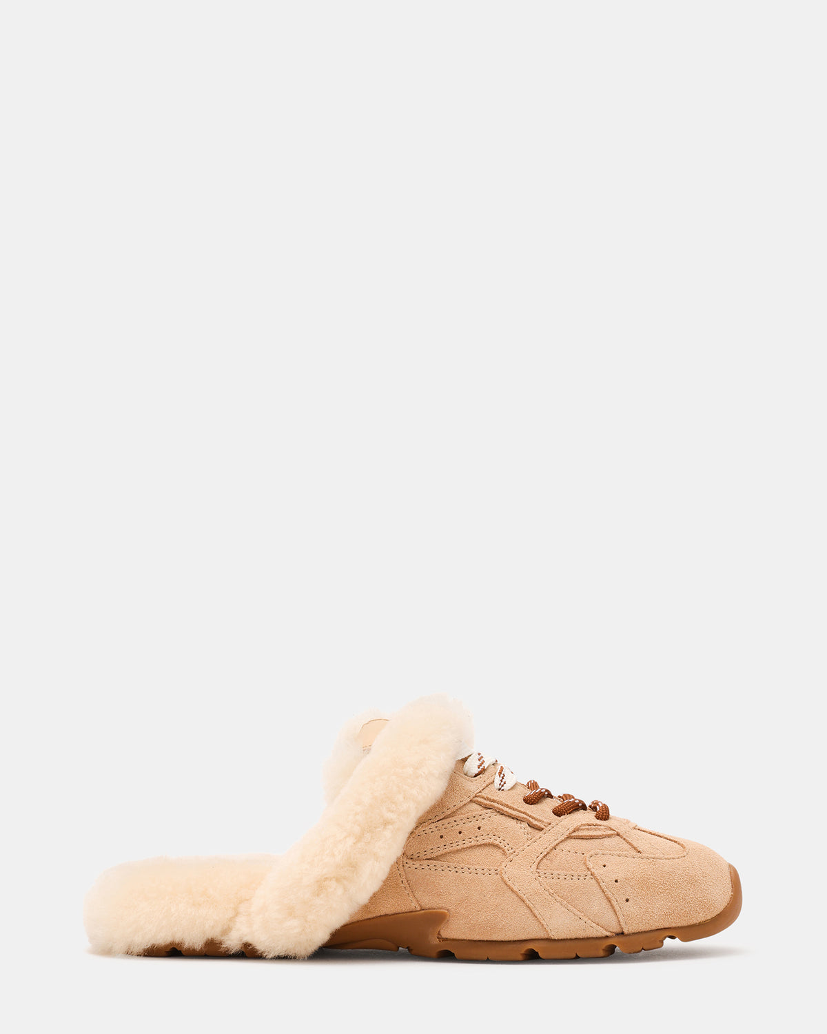 AZIEL MULE Faux Fur Natural Low-Top Lace-Up Slip-On Women's Sneaker | Steve Madden online