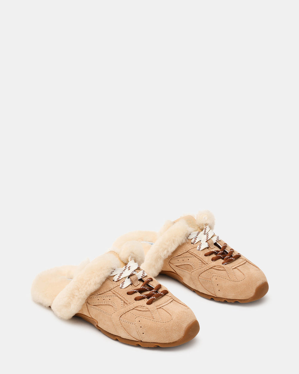 AZIEL MULE Faux Fur Natural Low-Top Lace-Up Slip-On Women's Sneaker | Steve Madden online