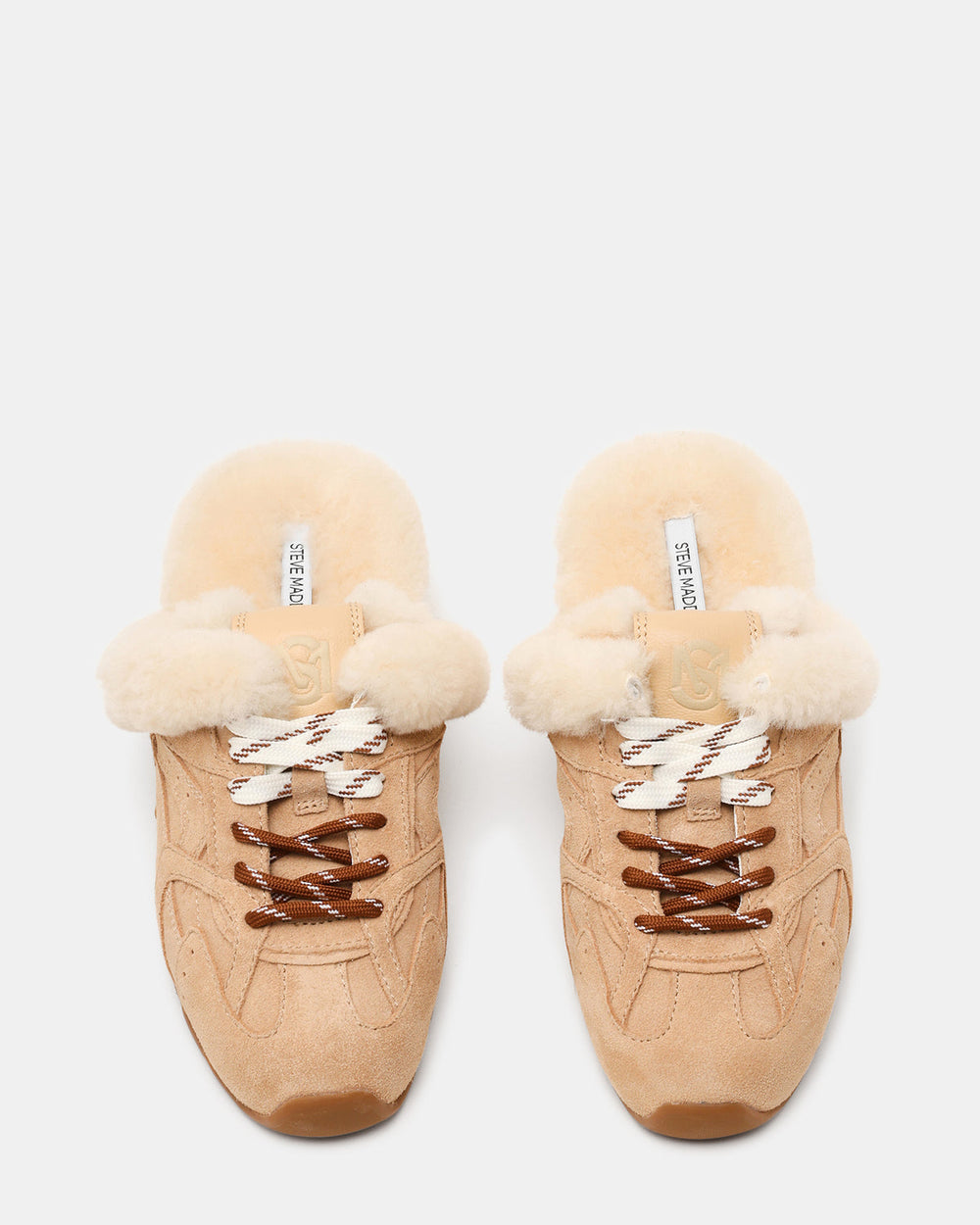 AZIEL MULE Faux Fur Natural Low-Top Lace-Up Slip-On Women's Sneaker | Steve Madden online