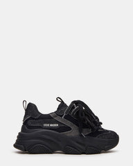 PRYCE Black Low-Top Lace-Up Chunky Platform Women's Sneaker | Steve Madden US