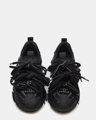 PRYCE Black Low-Top Lace-Up Chunky Platform Women's Sneaker | Steve Madden US