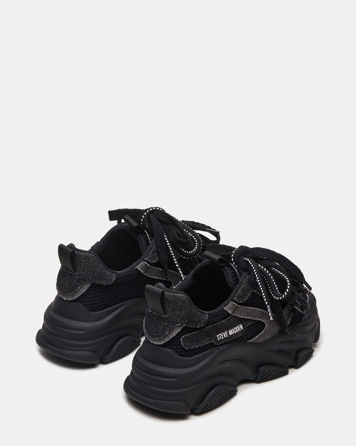 PRYCE Black Low-Top Lace-Up Chunky Platform Women's Sneaker | Steve Madden US