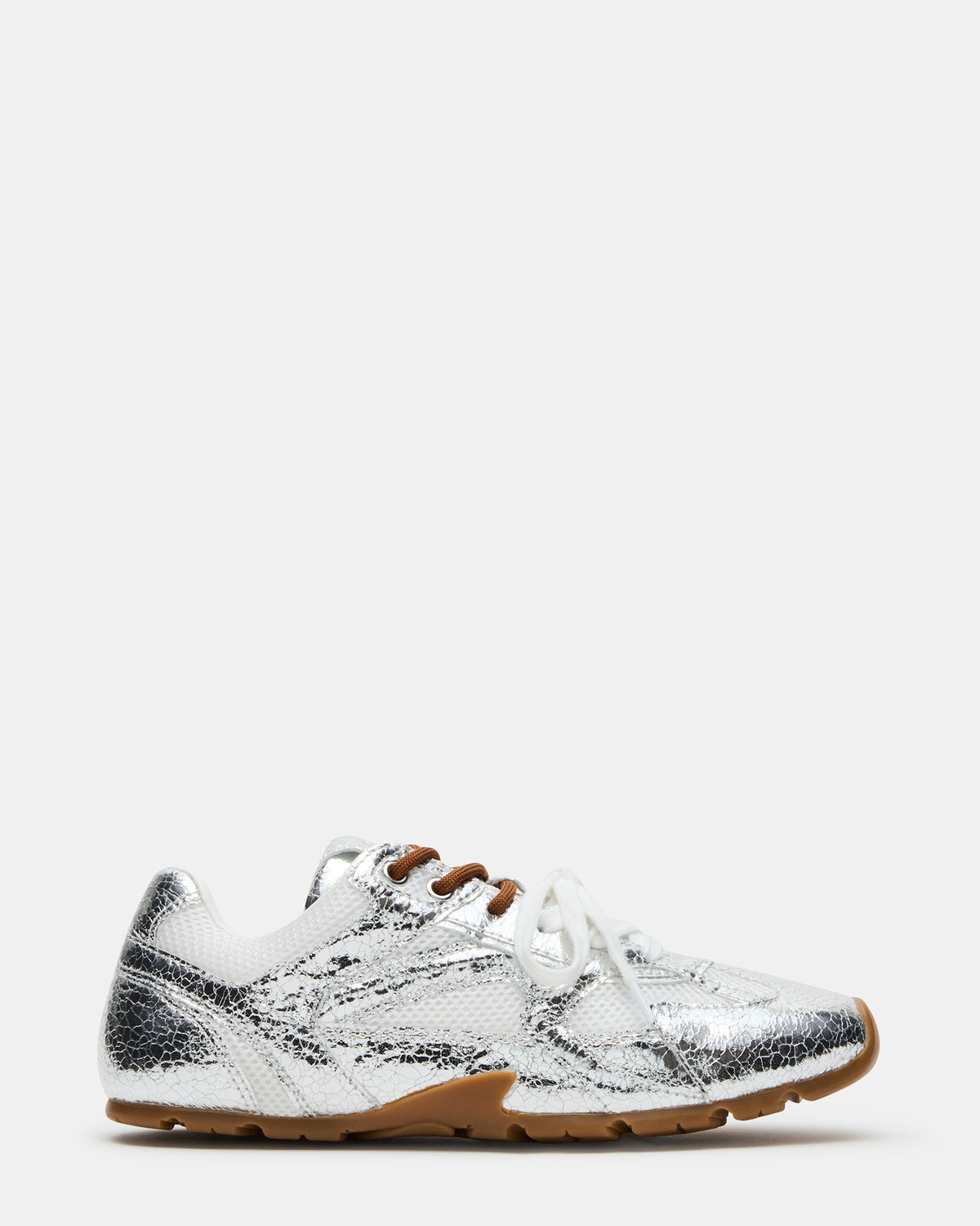 AZIEL Silver Low-Top Lace-Up Women's Sneakers | Steve Madden on Sale