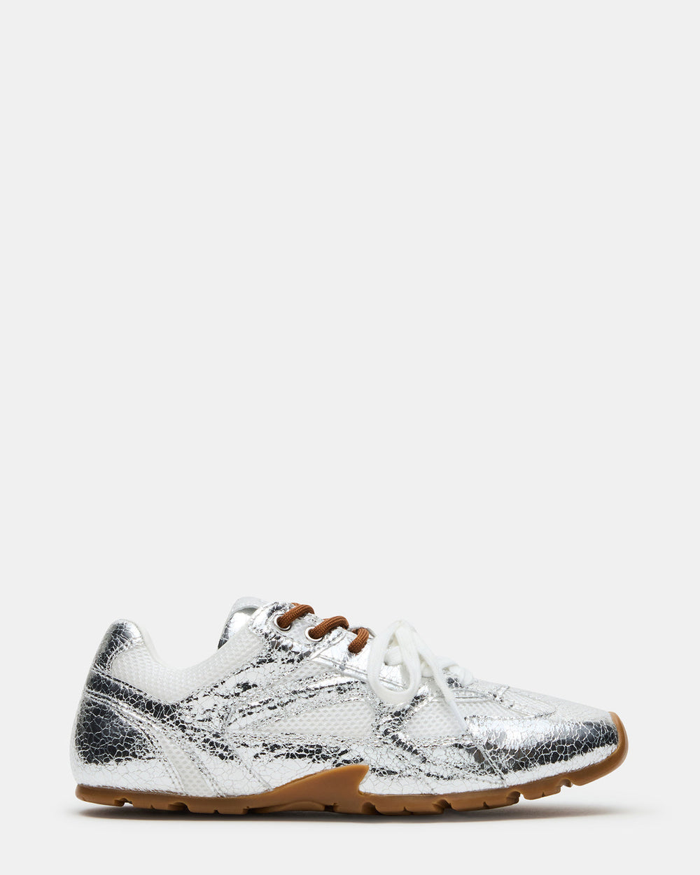 AZIEL Silver Low-Top Lace-Up Women's Sneakers | Steve Madden on Sale