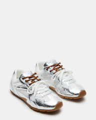 AZIEL Silver Low-Top Lace-Up Women's Sneakers | Steve Madden on Sale