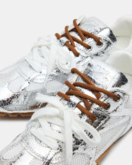 AZIEL Silver Low-Top Lace-Up Women's Sneakers | Steve Madden on Sale