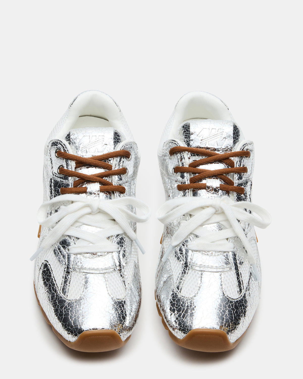 AZIEL Silver Low-Top Lace-Up Women's Sneakers | Steve Madden on Sale