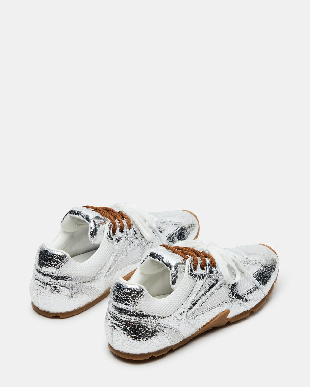AZIEL Silver Low-Top Lace-Up Women's Sneakers | Steve Madden on Sale