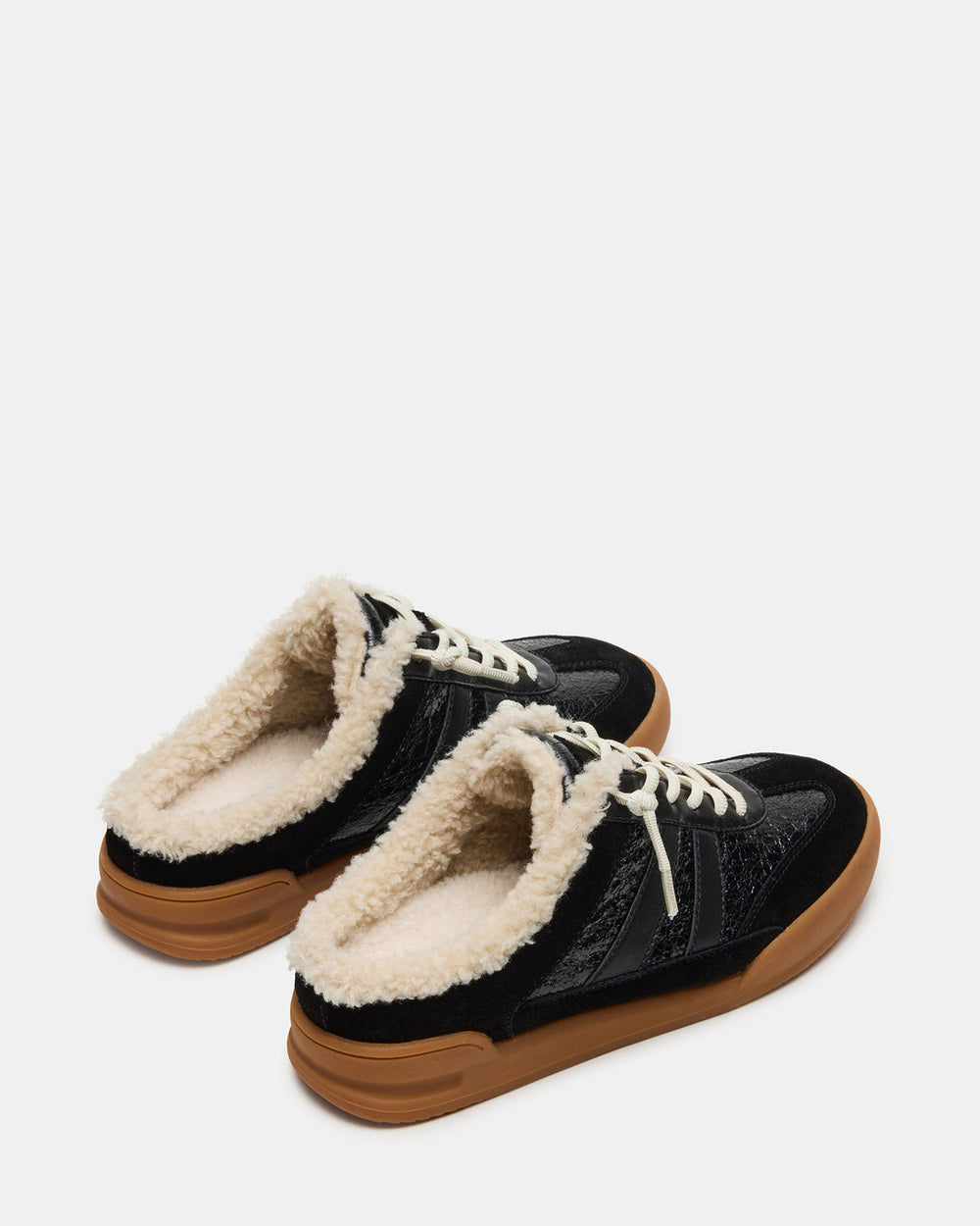 VANDY Faux Fur Black Multi Low-Top Lace-Up Mule Women's Sneaker | Steve Madden discount