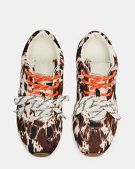AZIEL Brown Cow Print Low-Top Lace-Up Women's Sneakers | Steve Madden online