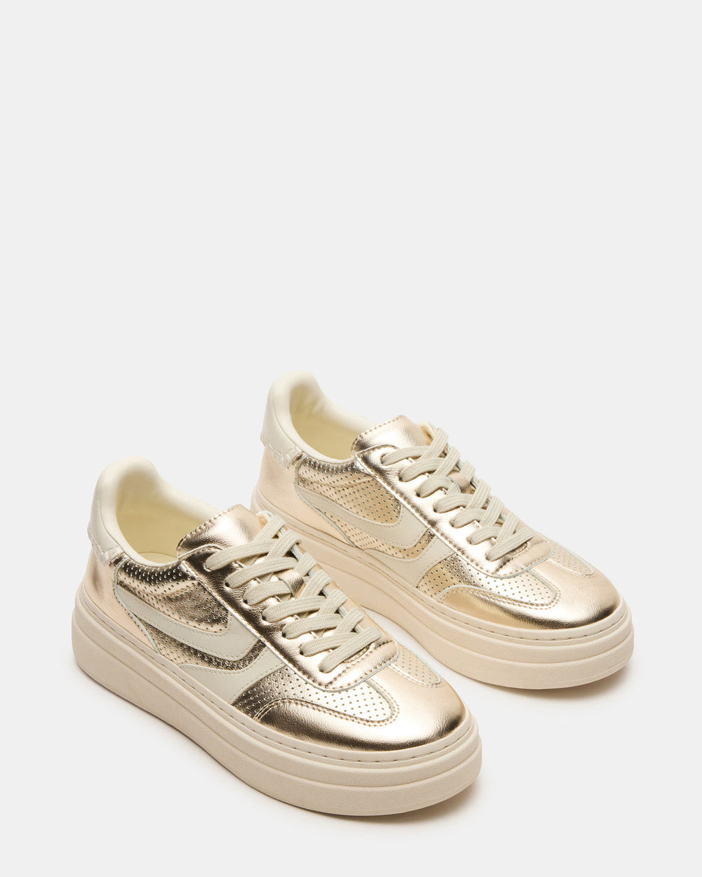 DODGE Perforated Champagne Multi Women's Low-Top Platform Sneaker | Steve Madden outlet