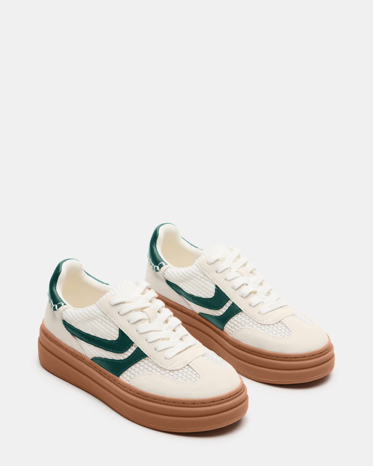 DODGE White/Green Low-Top Platform Women's Sneaker | Steve Madden US