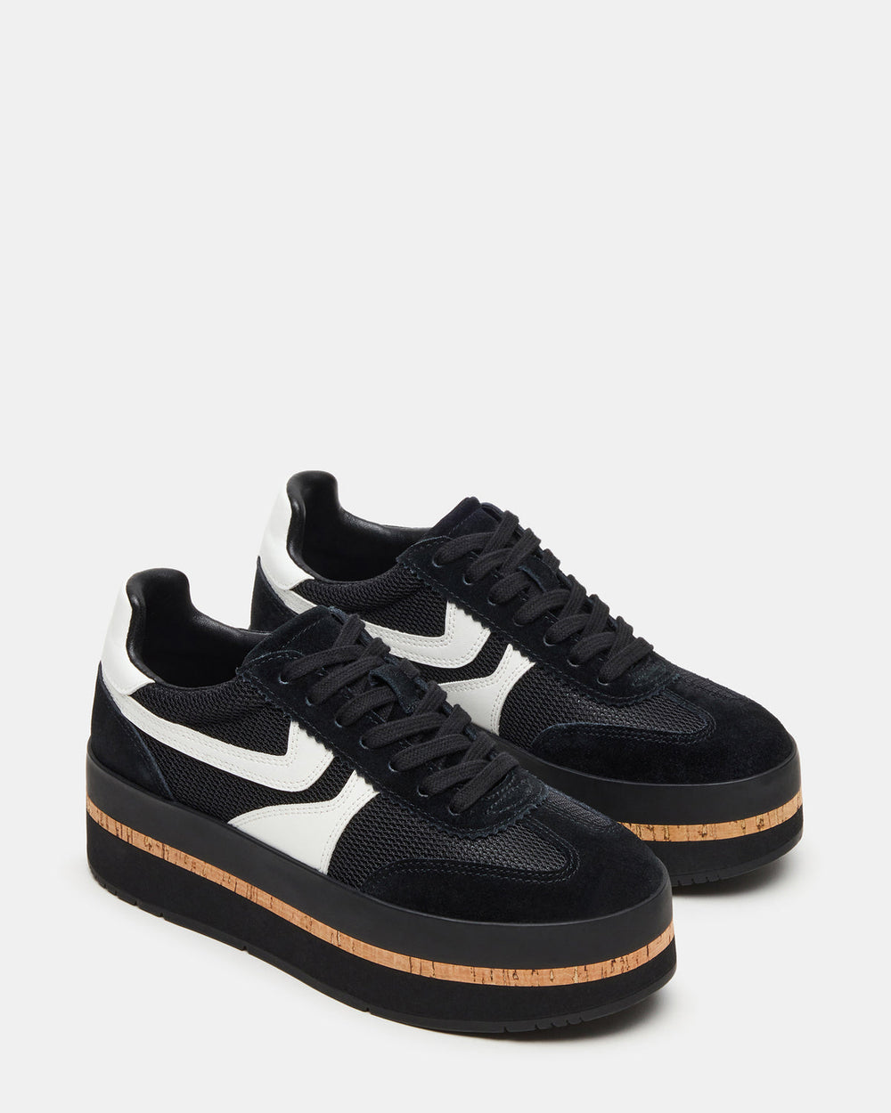 JUDGE Black Multi Platform Low-Top Lace-Up Women's Sneaker | Steve Madden outlet