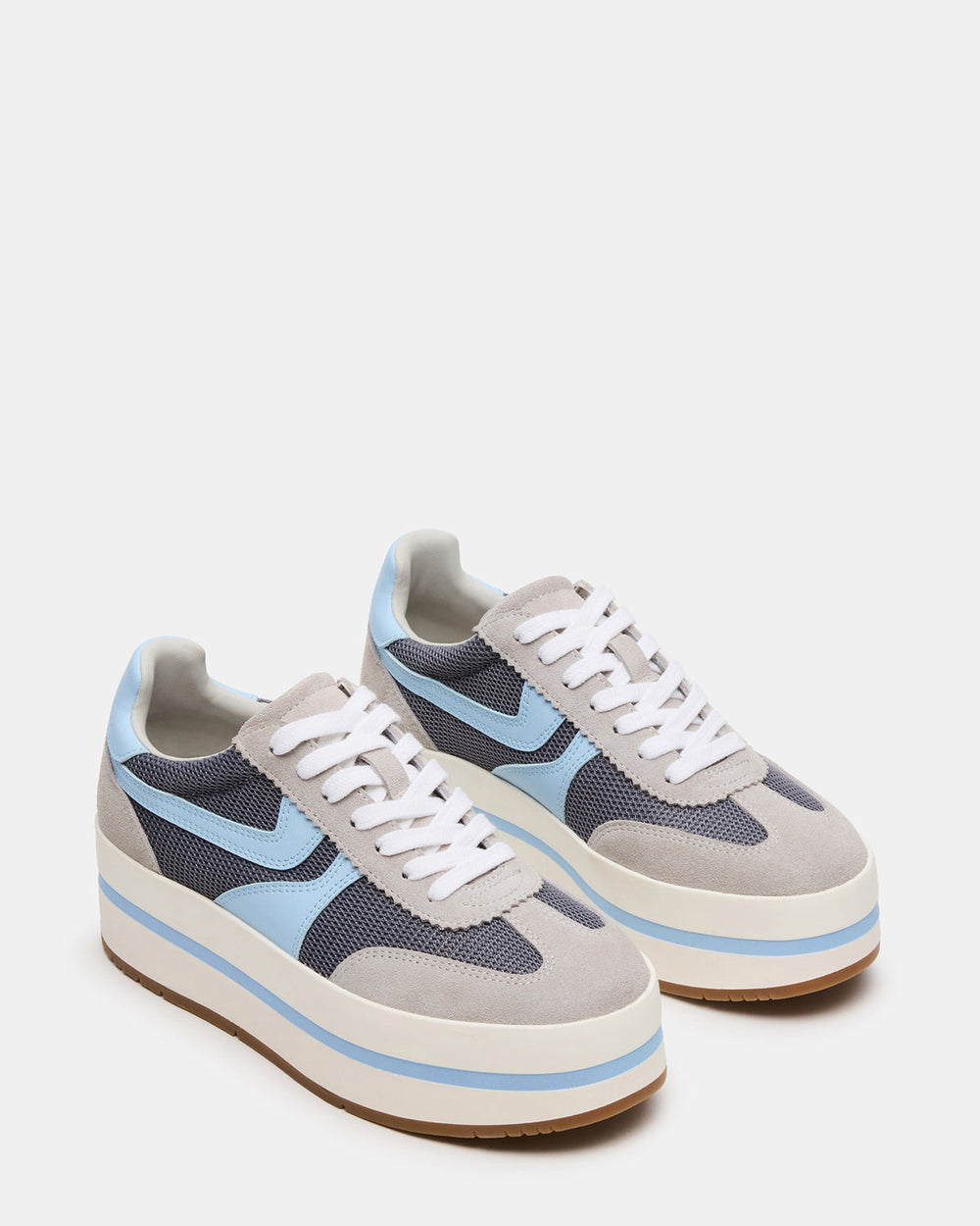 JUDGE Grey Multi Platform Low-Top Lace-Up Women's Sneaker | Steve Madden for Sale