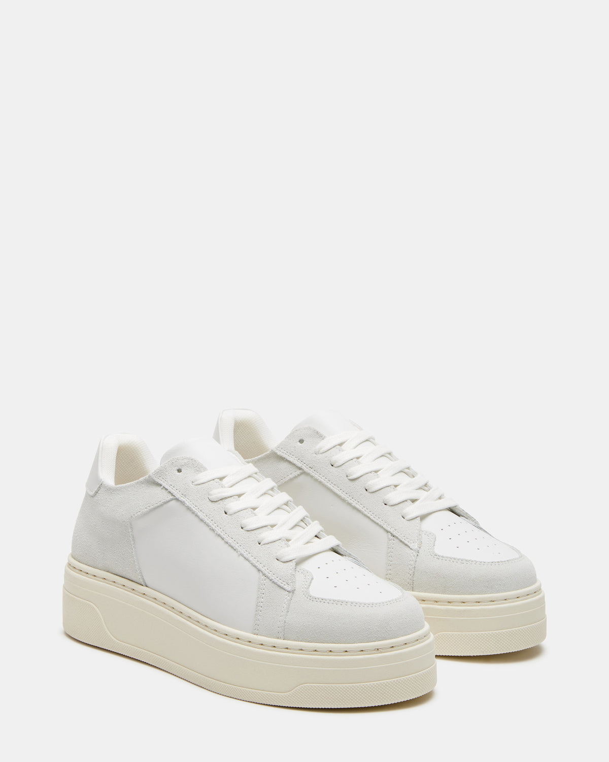 DOMINO White Leather Tonal Platform Sneaker | Women's Sneakers | Steve Madden near me