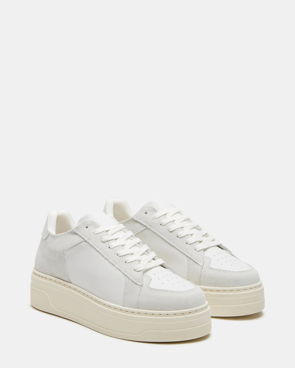 DOMINO White Leather Tonal Platform Sneaker | Women's Sneakers | Steve Madden near me