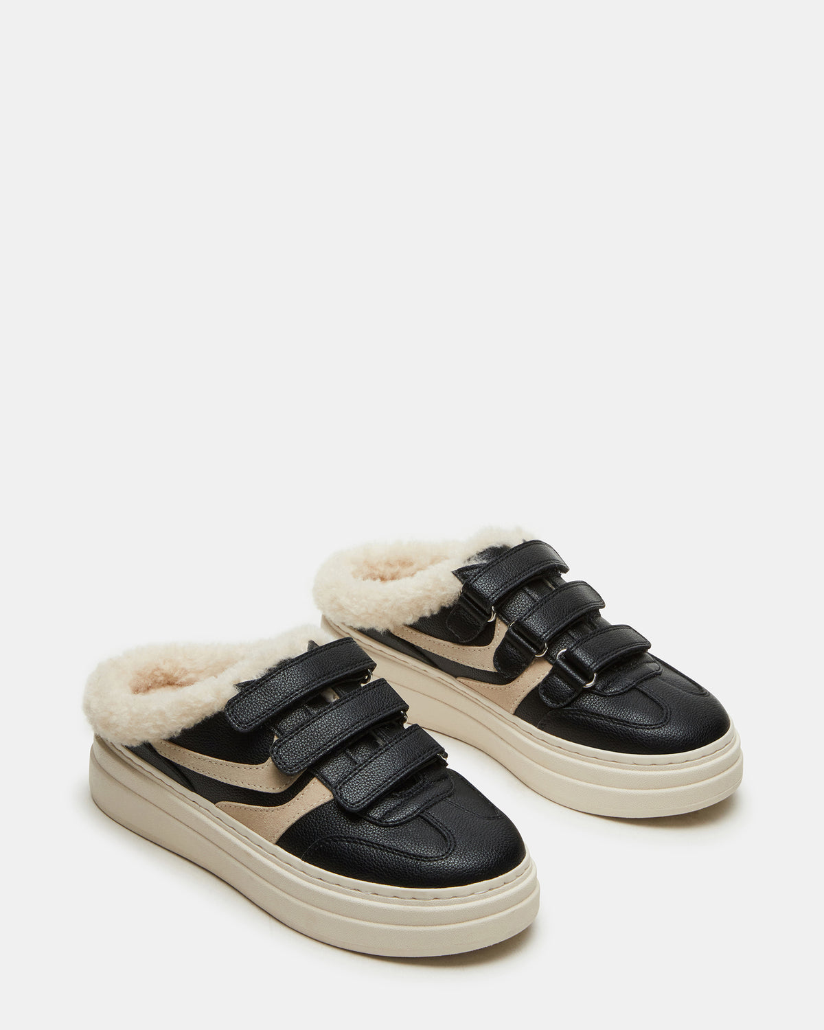 DASHER Black Low-Top Faux Fur Slip-On Sneaker | Women's Sneakers | Steve Madden US