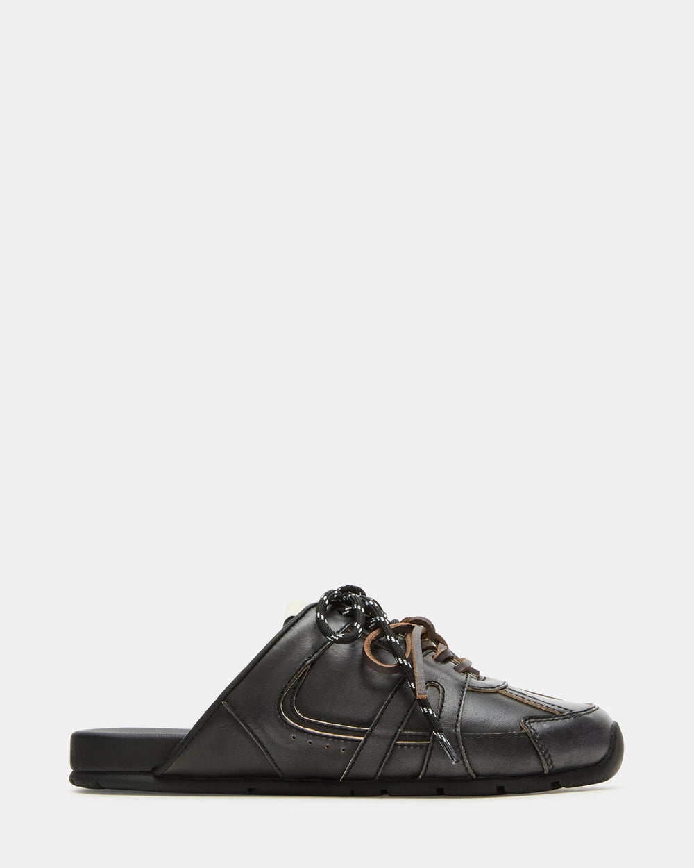 MAYSA Black Distressed Women's Low-Top Slip-On Mule Sneakers | Steve Madden Sale