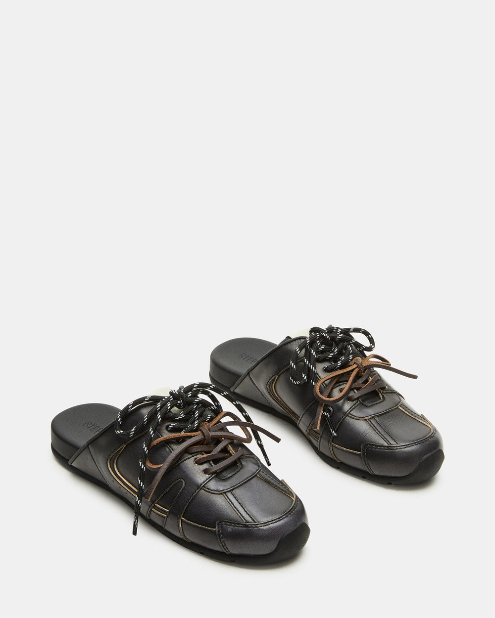 MAYSA Black Distressed Women's Low-Top Slip-On Mule Sneakers | Steve Madden Sale