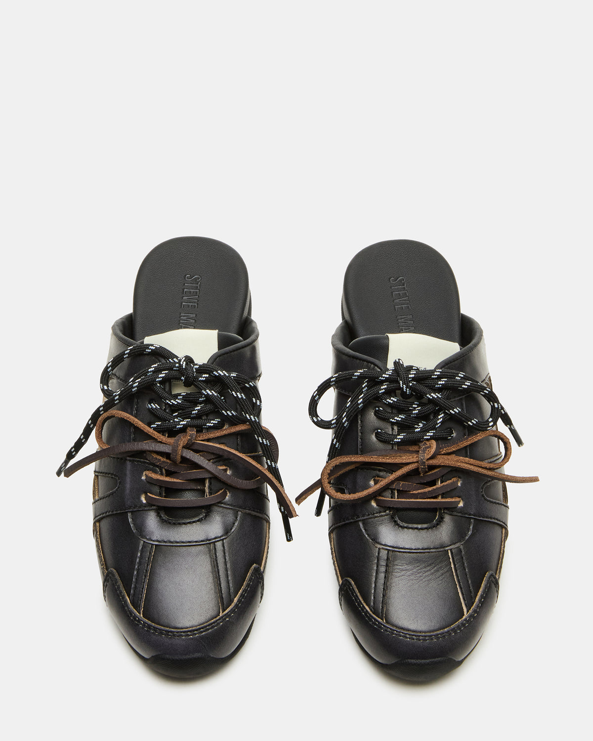 MAYSA Black Distressed Women's Low-Top Slip-On Mule Sneakers | Steve Madden Sale