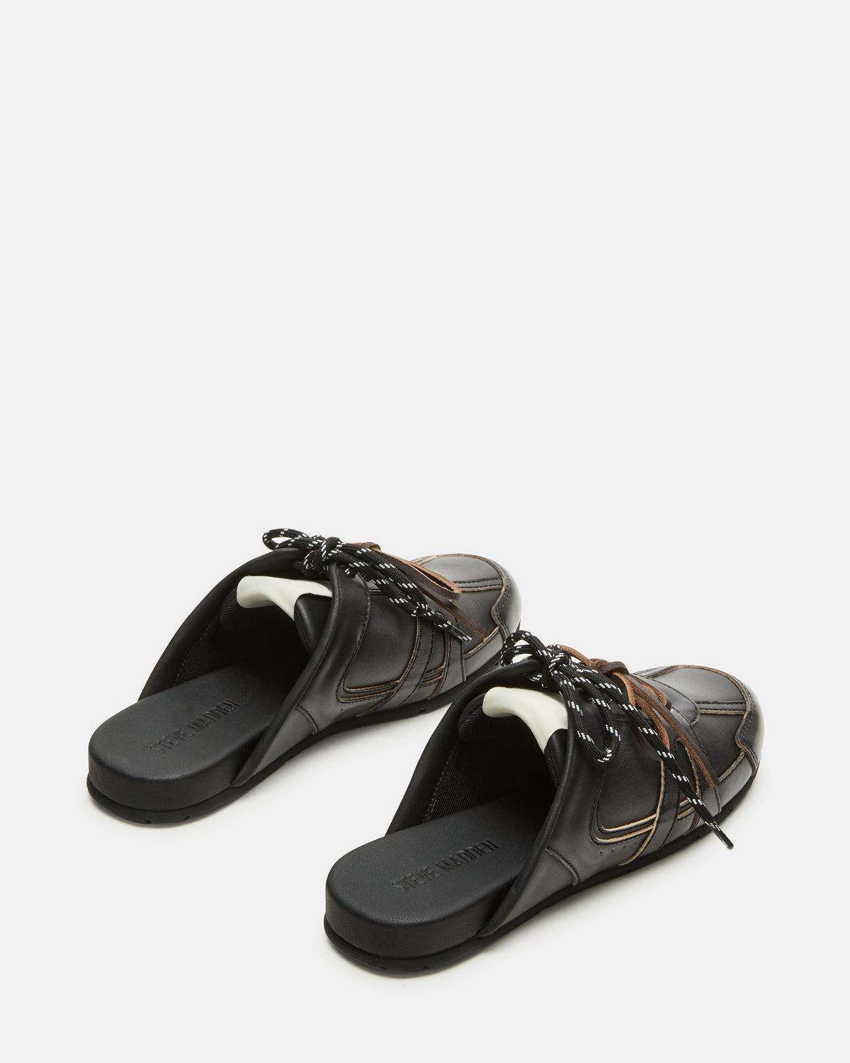 MAYSA Black Distressed Women's Low-Top Slip-On Mule Sneakers | Steve Madden Sale