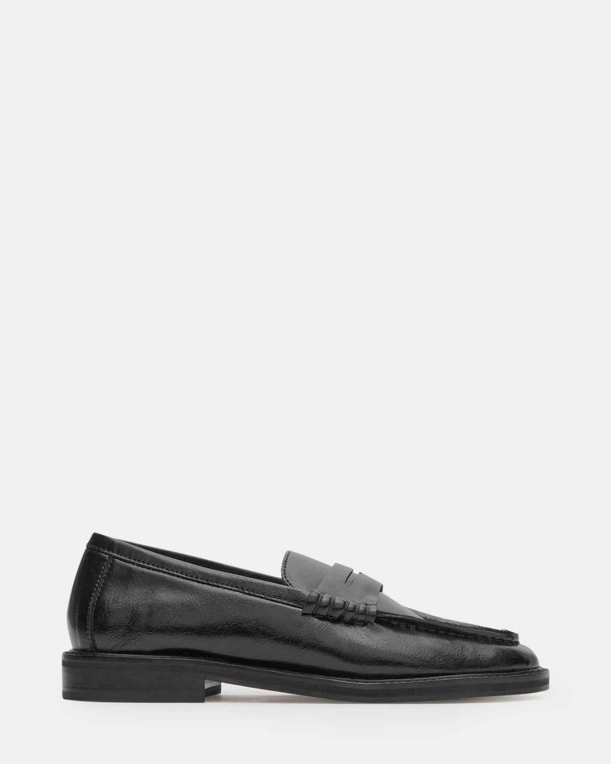 MADISON Black Leather Women's Penny Loafer | Steve Madden outlet