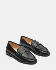 MADISON Black Leather Women's Penny Loafer | Steve Madden outlet
