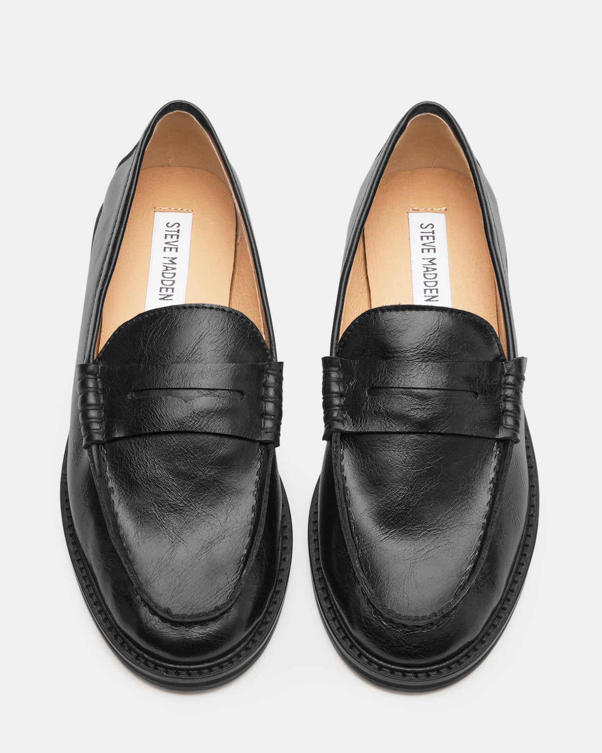 MADISON Black Leather Women's Penny Loafer | Steve Madden outlet