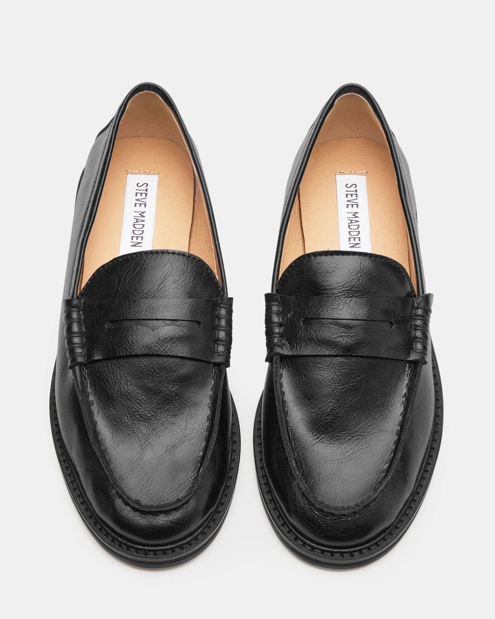 MADISON Black Leather Women's Penny Loafer | Steve Madden outlet