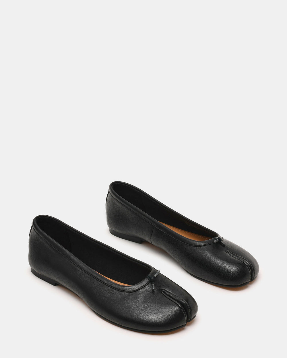 CALICO Black Leather Split Toe Tabi Women's Ballet Flat | Steve Madden Sale