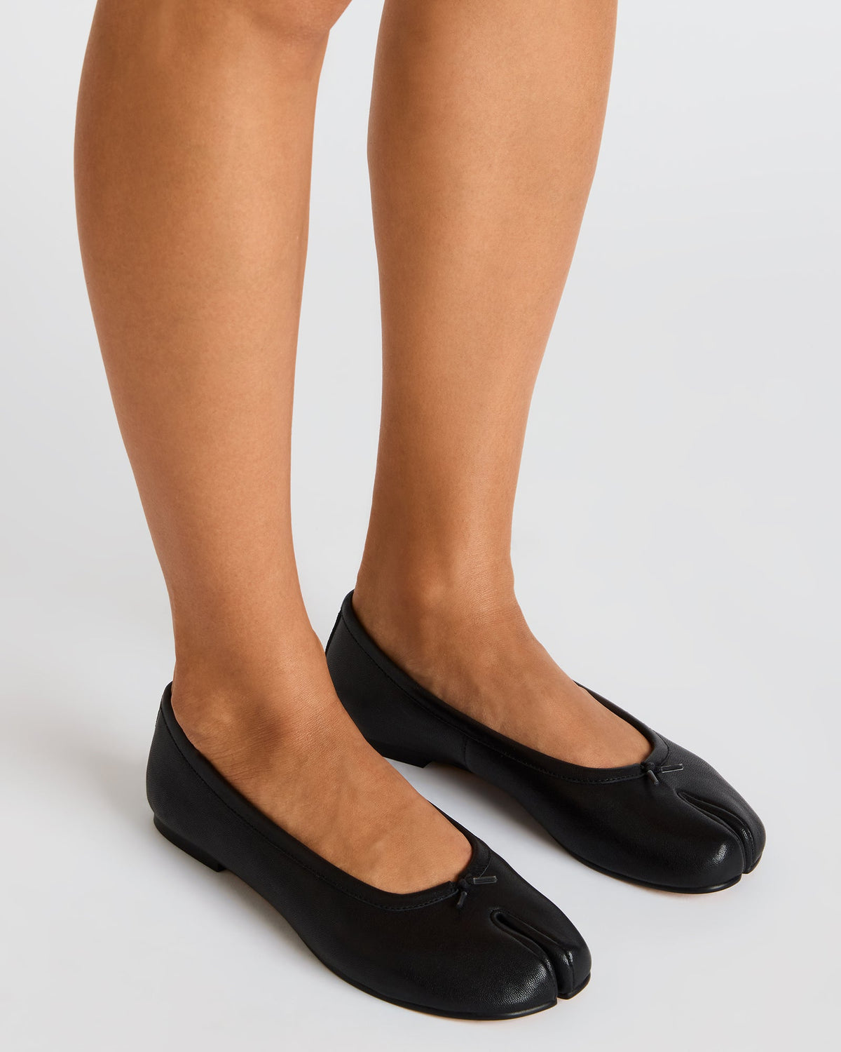 CALICO Black Leather Split Toe Tabi Women's Ballet Flat | Steve Madden Sale