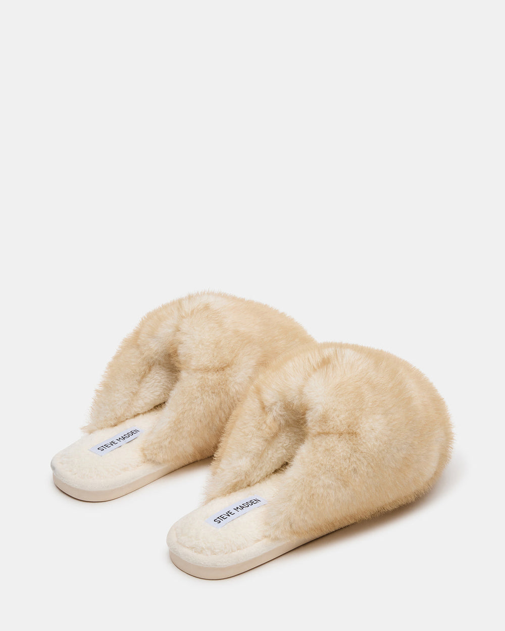 POOF Natural Slip-On Faux Fur Mule Women's Flat | Steve Madden discount