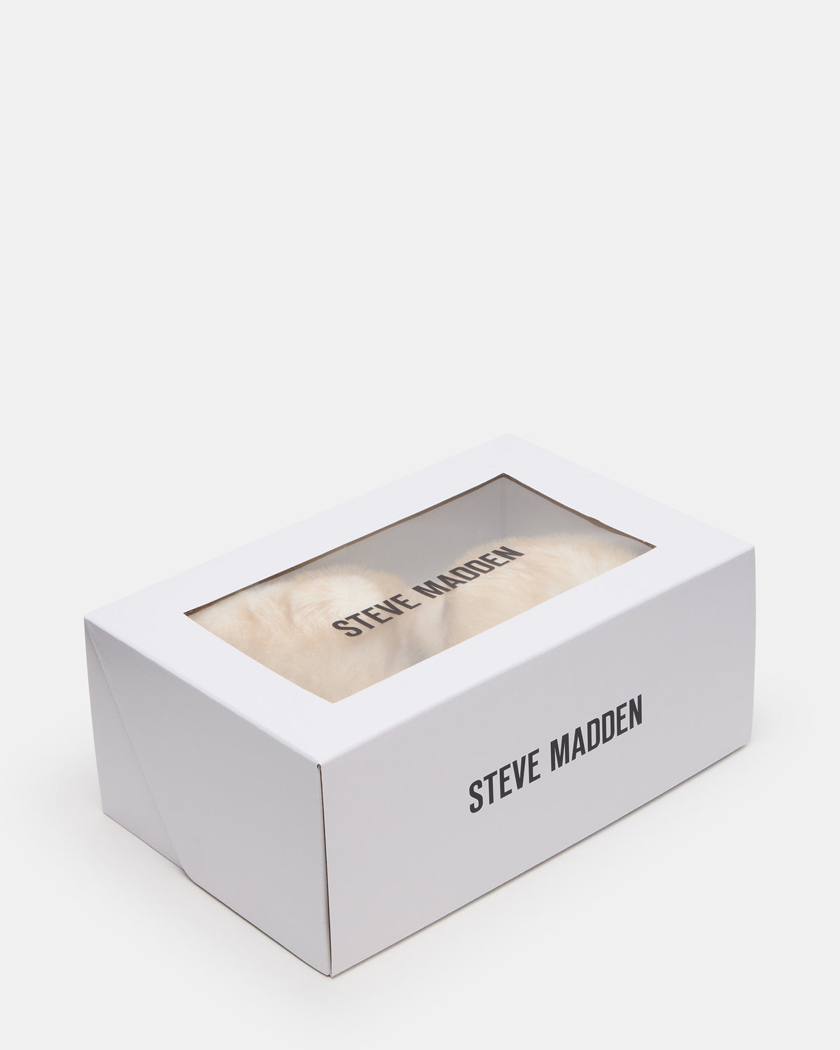 POOF Natural Slip-On Faux Fur Mule Women's Flat | Steve Madden discount