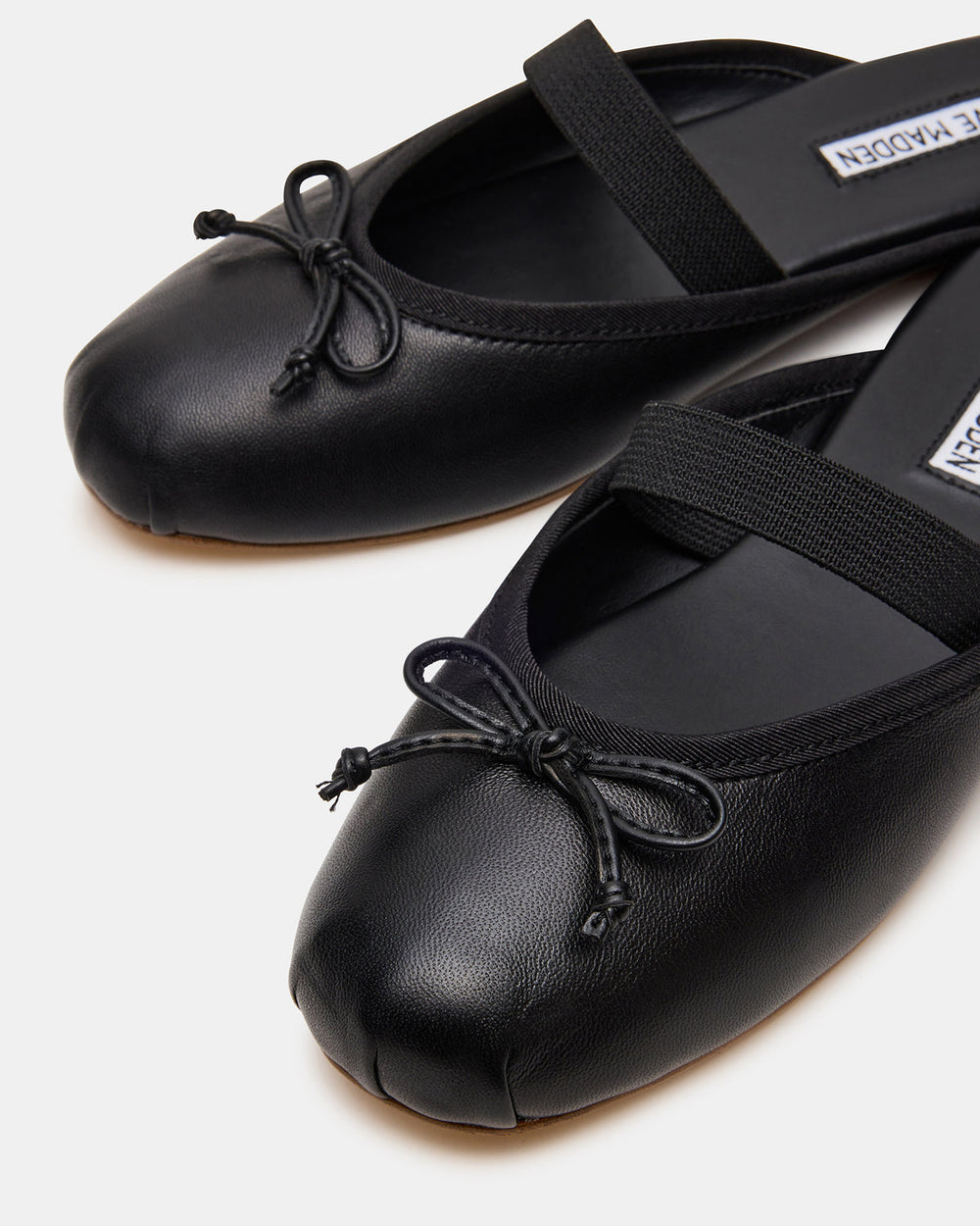 CUTESY Black Leather Slip-On Ballet Mule Women's Flat | Steve Madden online