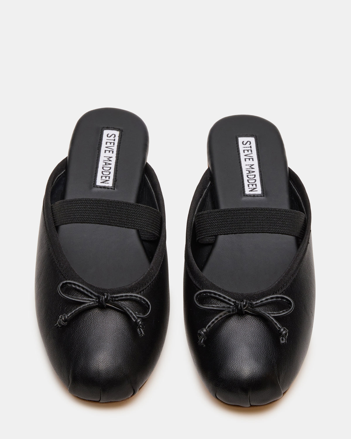 CUTESY Black Leather Slip-On Ballet Mule Women's Flat | Steve Madden online