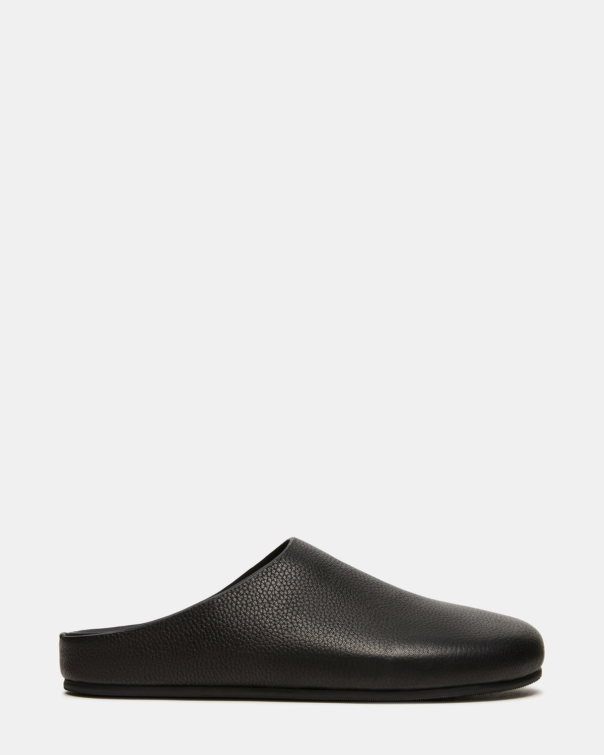 FERN Black Leather Mule Slip-On Round-Toe Women's Flat | Steve Madden US