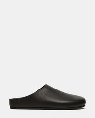FERN Black Leather Mule Slip-On Round-Toe Women's Flat | Steve Madden US
