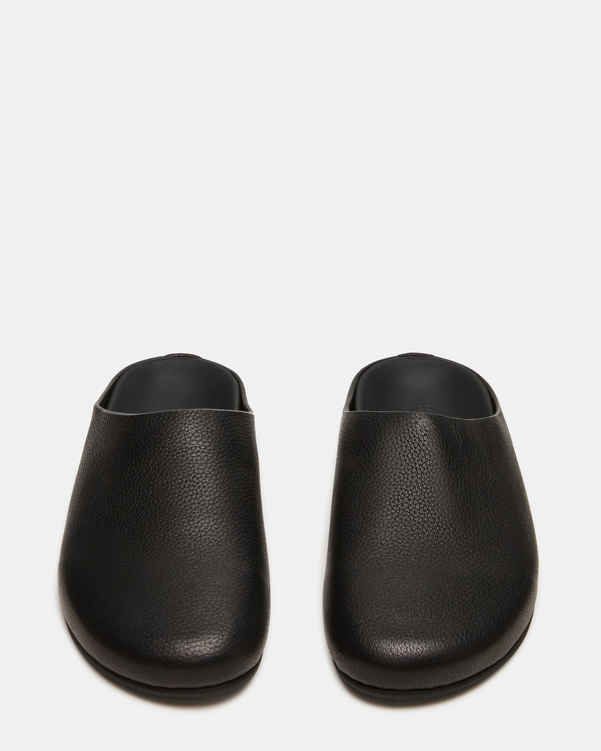FERN Black Leather Mule Slip-On Round-Toe Women's Flat | Steve Madden US