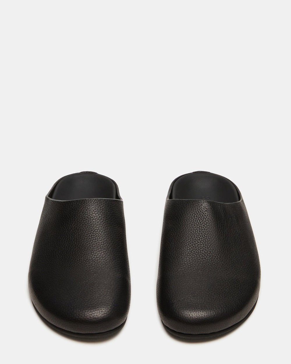 FERN Black Leather Mule Slip-On Round-Toe Women's Flat | Steve Madden US