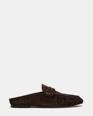 RAFE Chocolate Brown Suede Slip-On Mule Women's Flat | Steve Madden outlet